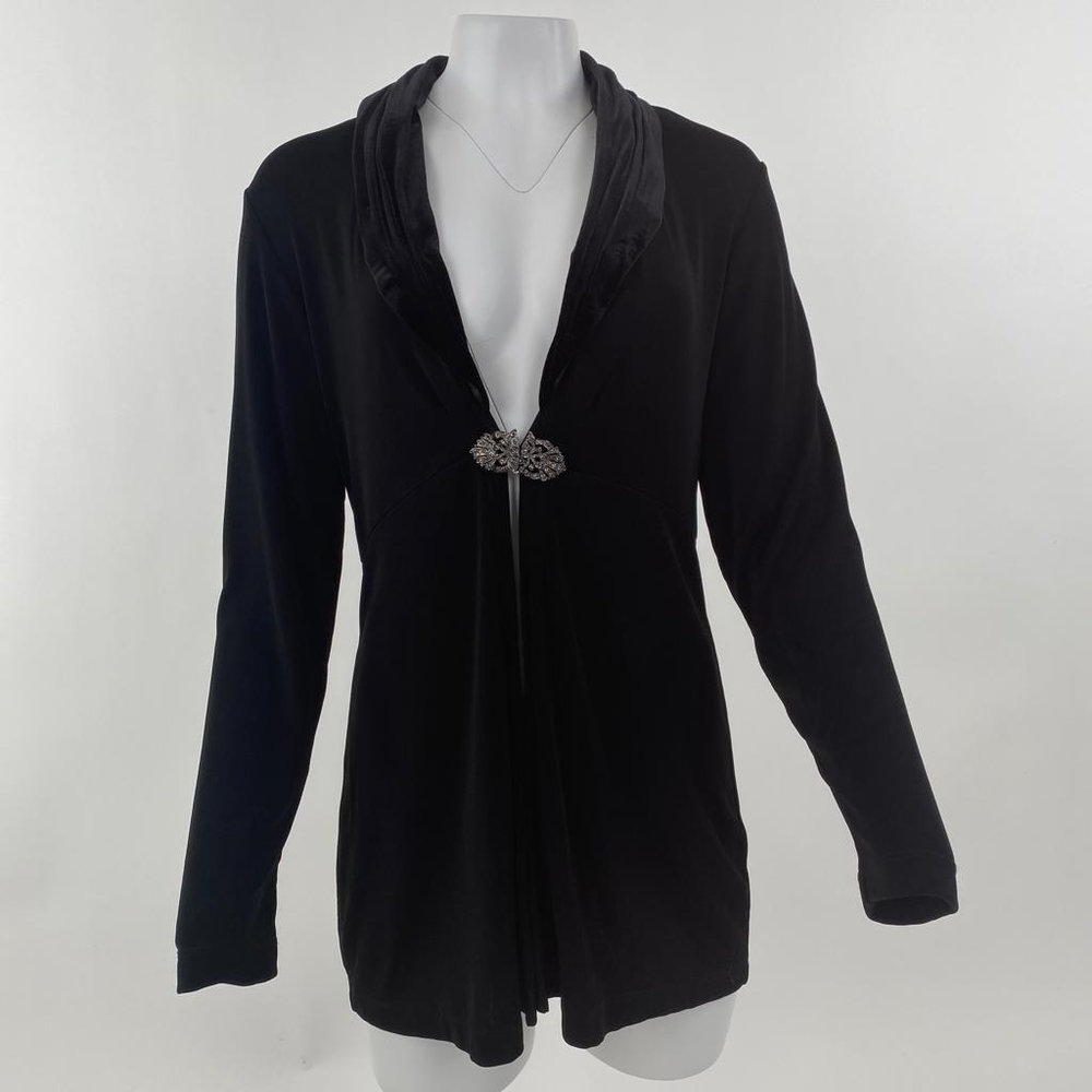 Travelers by Chico's Black Velvet Broach Jacket